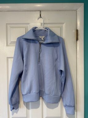 SPANX Light Blue Quarter-Zip Pullover